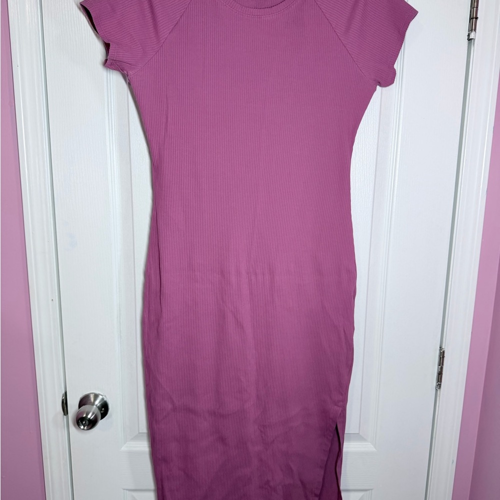 🎀PINK Victoria's Secret Ribbed Midi Dress in Mauve - Picture 2 of 6